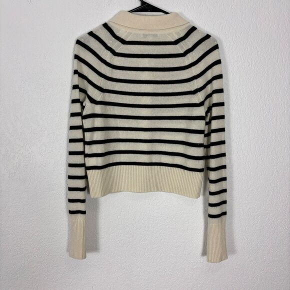 Veronica Beard Cashmere Cardigan Striped Peter Pan Collar Button Front Sweater S - Picture 2 of 6